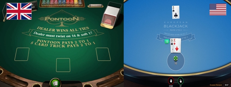 What is the difference between Blackjack and Pontoon?
